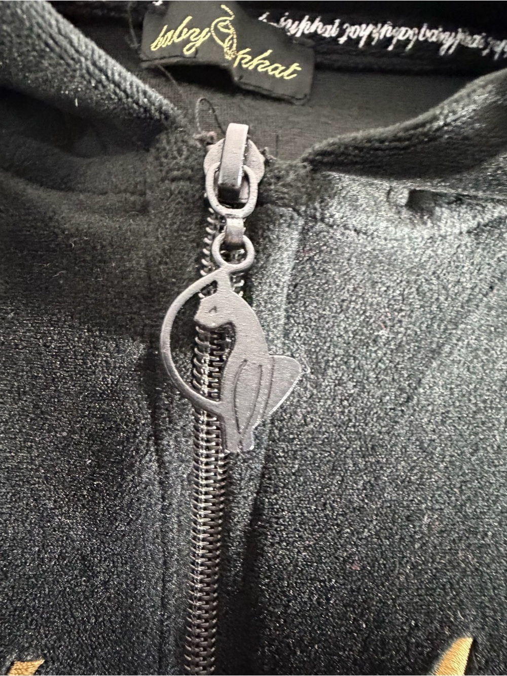 Baby Phat Velour Track Suit Y2K 2 pc Set Zip Up Jacket Pants Womens  black - Picture 4 of 16